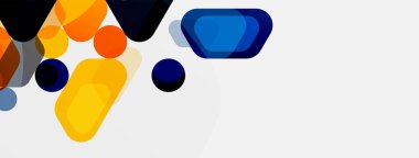 Beyaz üzerine renkli baloncuklar ve yuvarlak geometrik şekiller. Duvar kağıdı, pankart, arkaplan, iniş sayfası için vektör geometrik asgari özet arkaplan