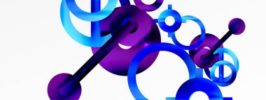 Minimum geometrik soyut arkaplan. Çember, çizgi ve yuvarlak şekiller tasarımı. Duvar kağıdı, afiş, arkaplan veya iniş için moda tekno iş şablonu