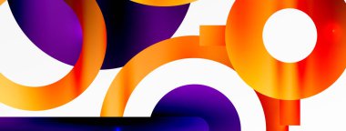 Minimum geometrik soyut arkaplan. Çember, çizgi ve yuvarlak şekiller tasarımı. Duvar kağıdı, afiş, arkaplan veya iniş için moda tekno iş şablonu