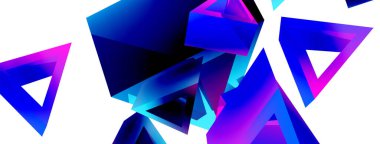 3d üçgen soyut arkaplan. Temel şekil teknolojisi ya da iş konsepti bileşimi. Duvar kağıdı, afiş, arkaplan veya iniş için moda tekno iş şablonu