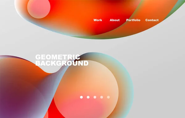 Landing Page Abstract Liquid Background Flowing Shapes Design Circle Web — Vector de stock