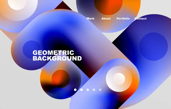 Circles Shapes Landing Page Abstract Geometric Background Web Page Website — Stock vektor