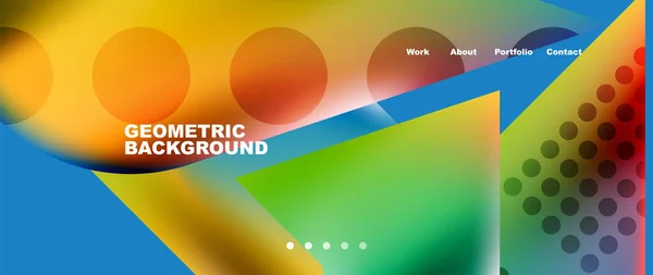 Landing Page Background Template Colorful Plastic Shapes Abstract Composition Vector — Stock vektor