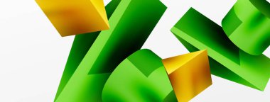 Metalik 3d şekil vektör geometrik arkaplan. Duvar kağıdı, afiş, arkaplan veya iniş için moda tekno iş şablonu