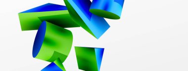 Metalik 3d şekil vektör geometrik arkaplan. Duvar kağıdı, afiş, arkaplan veya iniş için moda tekno iş şablonu