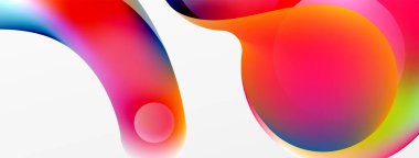 Fluid abstract background. Liquid color gradients composition. Round shapes and circle flowing design for wallpaper, banner, background or landing