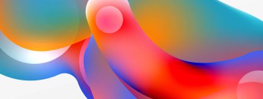 Fluid abstract background. Liquid color gradients composition. Round shapes and circle flowing design for wallpaper, banner, background or landing