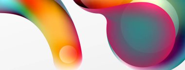 Fluid abstract background. Liquid color gradients composition. Round shapes and circle flowing design for wallpaper, banner, background or landing