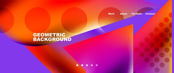 Landing Page Background Template Colorful Plastic Shapes Abstract Composition Vector — Stockvektor