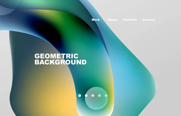 Landing Page Abstract Liquid Background Flowing Shapes Design Circle Web — Vetor de Stock