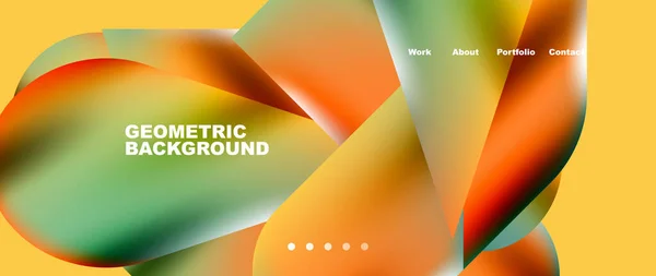 Landing Page Background Template Colorful Plastic Shapes Abstract Composition Vector — ストックベクタ