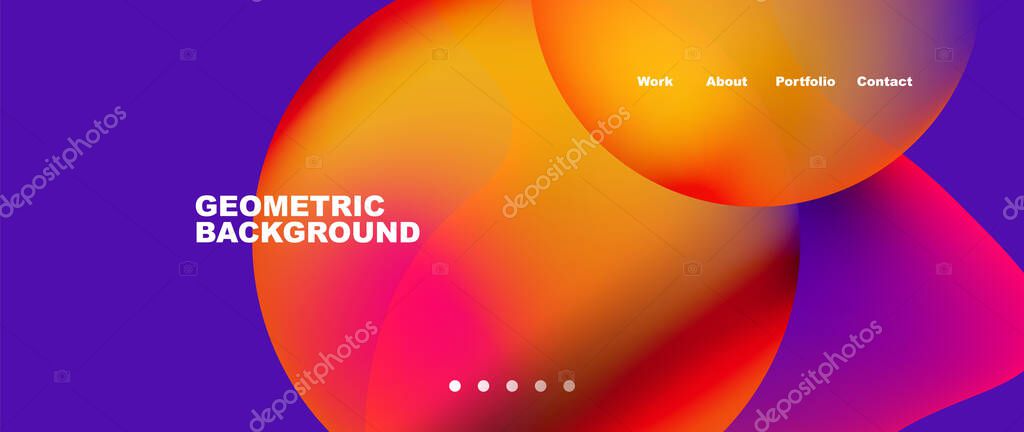 Flowing gradient colors and round elements and circles. Vector illustration for wallpaper, banner, background, leaflet, catalog, cover, flyer