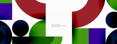 Çember ve kare geometrik arkaplan. Duvar kağıdı, pankart, arkaplan ya da iniş için üçgen ve kareli yuvarlak şekiller