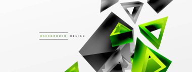 Üçgen soyut arkaplan. 3D vektör temel biçim teknolojisi veya iş konsepti bileşimi. Duvar kağıdı, afiş, arkaplan veya iniş için moda tekno iş şablonu