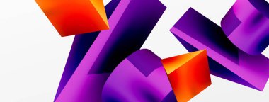 Vektör 3d soyut arkaplan. Şekiller 3 boyutlu üçgen ve silindir. Duvar kağıdı, afiş, arkaplan veya iniş için moda tekno iş şablonu