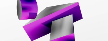 Vektör 3d soyut arkaplan. Şekiller 3 boyutlu üçgen ve silindir. Duvar kağıdı, afiş, arkaplan veya iniş için moda tekno iş şablonu