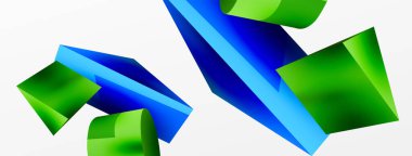 Vektör 3d soyut arkaplan. Şekiller 3 boyutlu üçgen ve silindir. Duvar kağıdı, afiş, arkaplan veya iniş için moda tekno iş şablonu