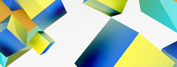 3d cubes vector abstract background. Composition of 3d square shaped basic geometric elements. Trendy techno business template for wallpaper, banner, background or landing