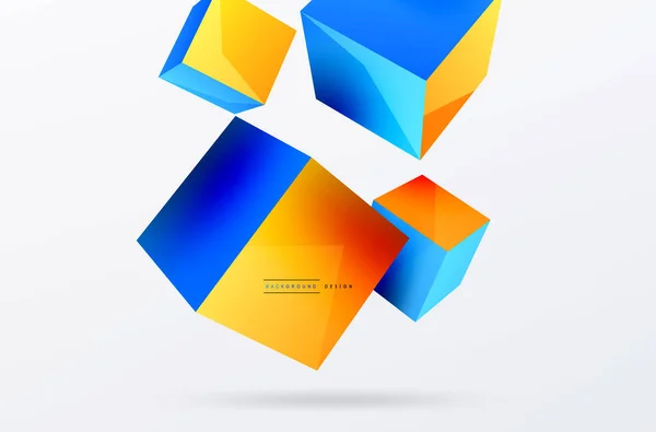 Vector Abstract Background Flying Cubes Composition Trendy Techno Business Template — Vetor de Stock