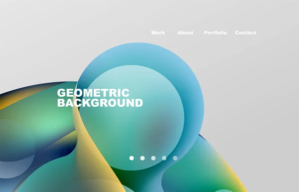 Landing Page Abstract Liquid Background Flowing Shapes Design Circle Web — ストックベクタ