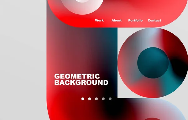 Circles Shapes Landing Page Abstract Geometric Background Web Page Website — Archivo Imágenes Vectoriales