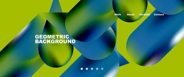 Glassmorphism Landing Page Background Template Colorful Glass Shapes Metallic Effect — Stock vektor