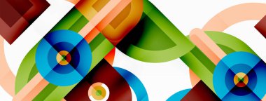 Yaratıcı geometrik duvar kağıdı. Yuvarlak şekilli asgari geometrik arka plan. Duvar kağıdı, afiş, arkaplan veya iniş için moda tekno iş şablonu