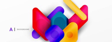 Minimum geometrik soyut arkaplan. Renkli geometrik bloklar. Çizgiler, kareler ve üçgenler duvar kağıdı bileşimi