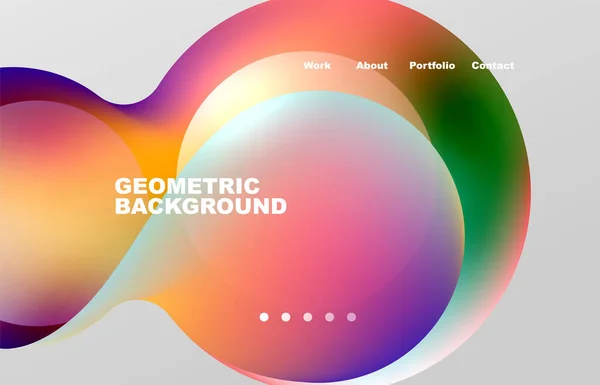 Landing Page Abstract Liquid Background Flowing Shapes Design Circle Web — ストックベクタ