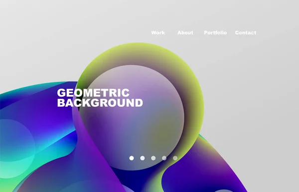 Landing Page Abstract Liquid Background Flowing Shapes Design Circle Web —  Vetores de Stock