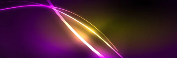 Neon Menyala Garis Garis Gelombang Fluida Energi Ajaib Konsep Ruang - Stok Vektor