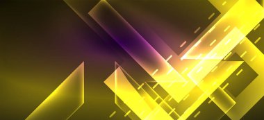 Arka plan duvar kağıtları, parlak çizgiler ve geometrik şekiller. Yapay Zeka teknolojisi, engelleme zinciri, iletişim, 5G, bilim, iş ve teknoloji konsepti için koyu duvar kağıdı