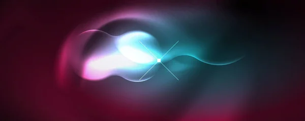 Neon Glowing Waves Magic Energy Space Light Concept Abstract Background — Stock vektor