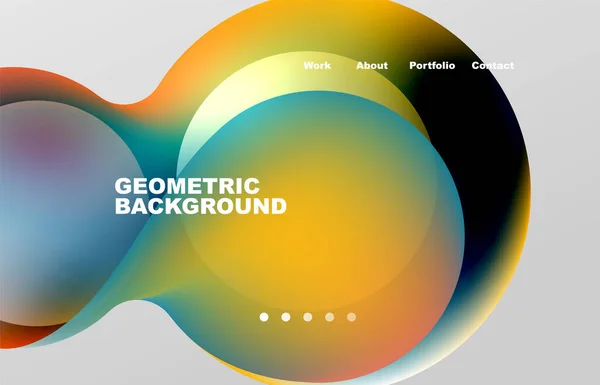 Landing Page Abstract Liquid Background Flowing Shapes Design Circle Web — Stockvektor