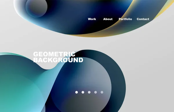 Landing Page Abstract Liquid Background Flowing Shapes Design Circle Web — Wektor stockowy