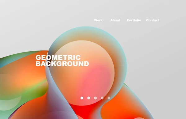 Landing Page Abstract Liquid Background Flowing Shapes Design Circle Web — ストックベクタ