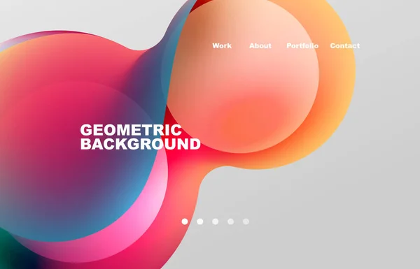 Landing Page Abstract Liquid Background Flowing Shapes Design Circle Web — Stockvektor