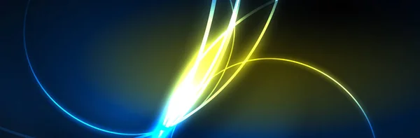 Garis Bersinar Neon Biru Konsep Cahaya Ruang Energi Ajaib Desain - Stok Vektor