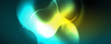 Neon glowing waves, magic energy space light concept, abstract background wallpaper design