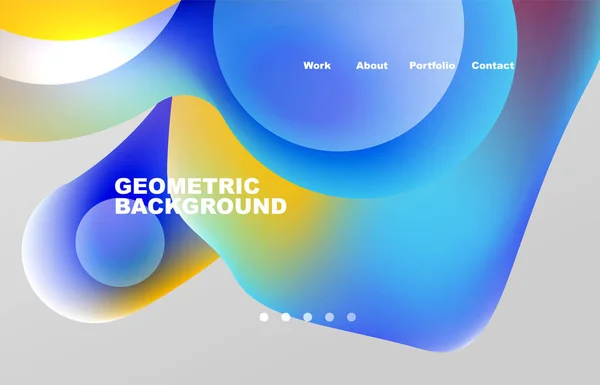 Landing Page Abstract Liquid Background Flowing Shapes Design Circle Web —  Vetores de Stock