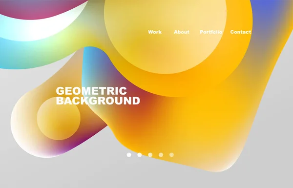 Landing Page Abstract Liquid Background Flowing Shapes Design Circle Web — Vetor de Stock