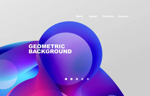 Landing Page Abstract Liquid Background Flowing Shapes Design Circle Web — Image vectorielle