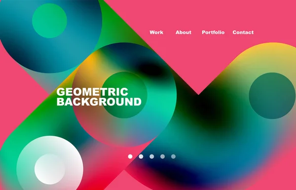 Website Landing Page Abstract Geometric Background Circles Shapes Web Page —  Vetores de Stock