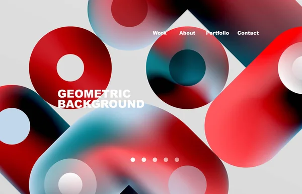 Circles Shapes Landing Page Abstract Geometric Background Web Page Website — Image vectorielle