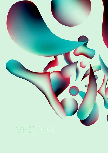 Fluid Water Drop Shape Composition Abstract Background Vector Illustration Banner — Vettoriale Stock