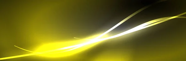 Neón Brillante Líneas Onda Fluida Concepto Luz Espacio Energía Mágica — Vector de stock