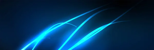 Linee Luminose Neon Blu Concetto Luce Spazio Energia Magica Disegno — Vettoriale Stock
