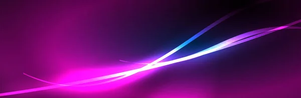 ネオン輝く流体波線 魔法のエネルギー空間ライトコンセプト 抽象的な背景壁紙デザイン — ストックベクタ