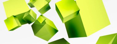 3d cubes vector abstract background. Composition of 3d square shaped basic geometric elements. Trendy techno business template for wallpaper, banner, background or landing