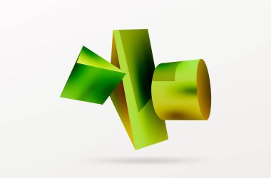 Metalik 3d şekil vektör geometrik arkaplan. Duvar kağıdı, afiş, arkaplan veya iniş için moda tekno iş şablonu